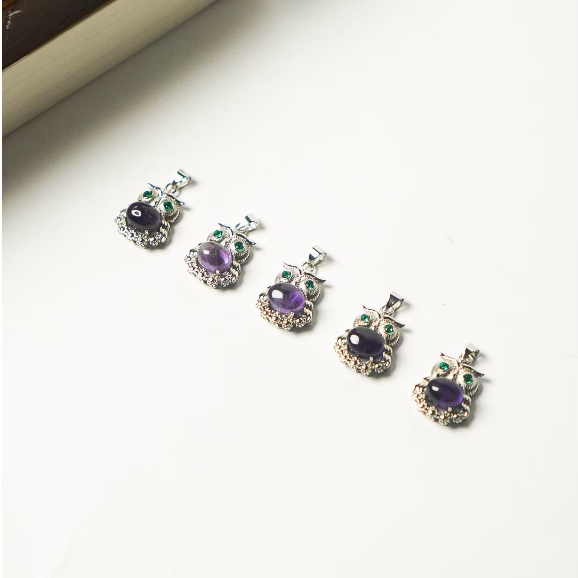 AMETHYST OWL CRYSTAL PENDANTS KRISTAL BATU ALAM