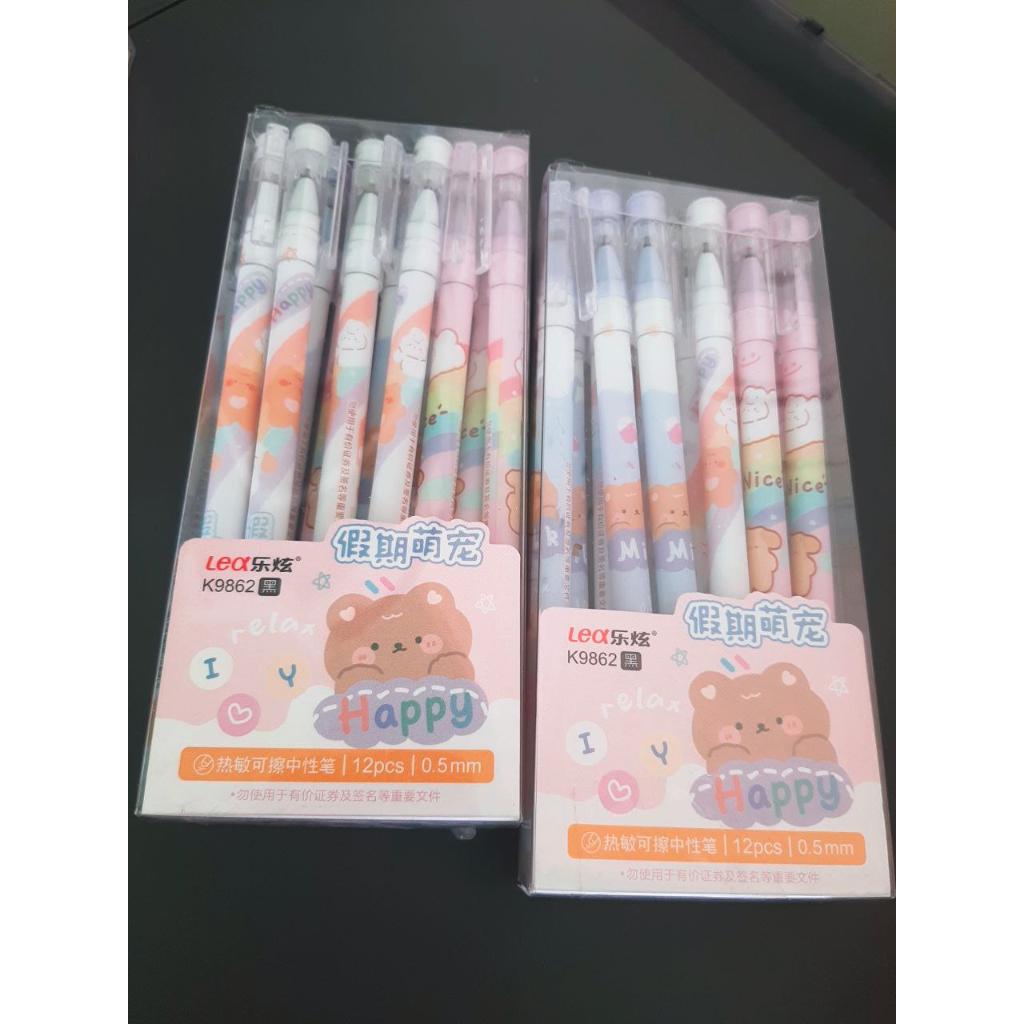

(12 PCS) Pulpen bisa di hapus / Pen + penghapus/ ERASABLE pen FANCY