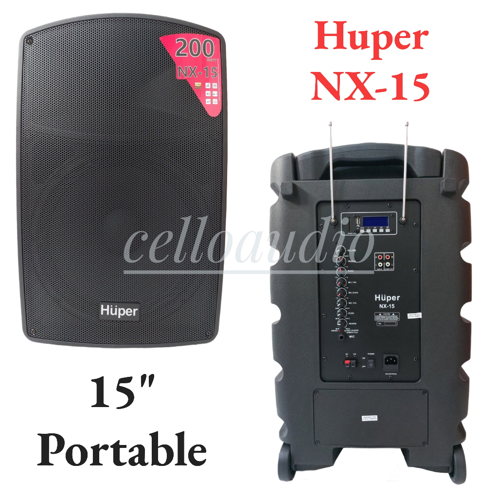 Speaker Portable 15 Inch Huper NX-15 Bluetooth Wireless Portable Speaker 15" Huper NX15