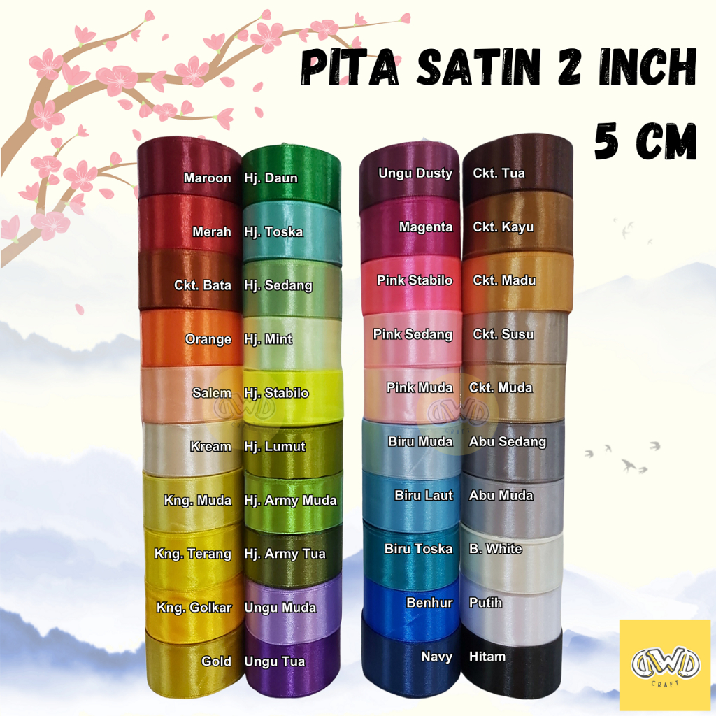 

Pita Satin 2 INCH / 5 CM Polos per roll