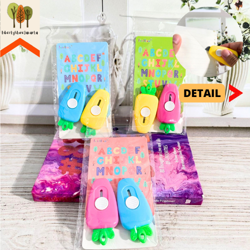 

Cutter Wortel Mini 1 Set 2 pcs Pemotong Kertas Carrot Warna Pastel Karakter Lucu Small Knife Office Travel Stationery