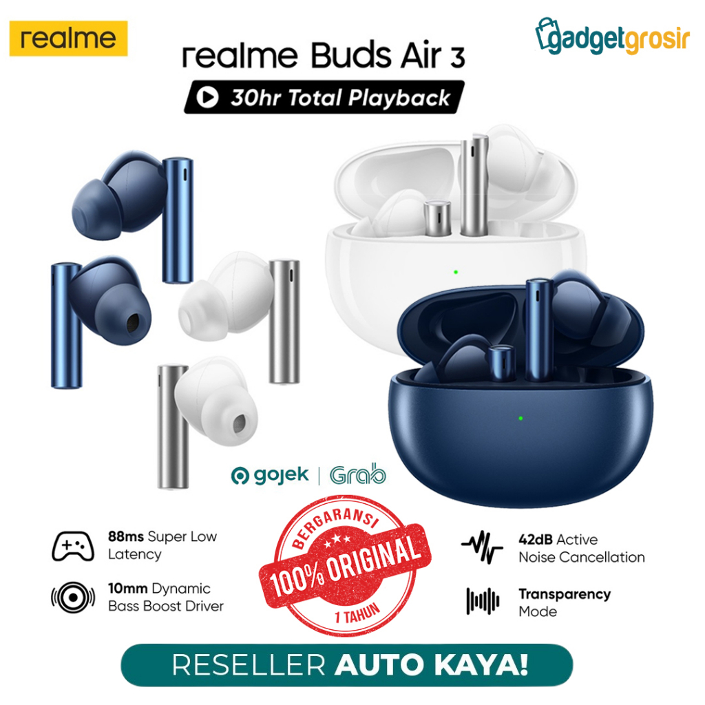 TWS Realme Buds Air 3 Headset Earphone Bluetooth Wireless With Mic Suport Call HiFi Bass Sound 42dB 