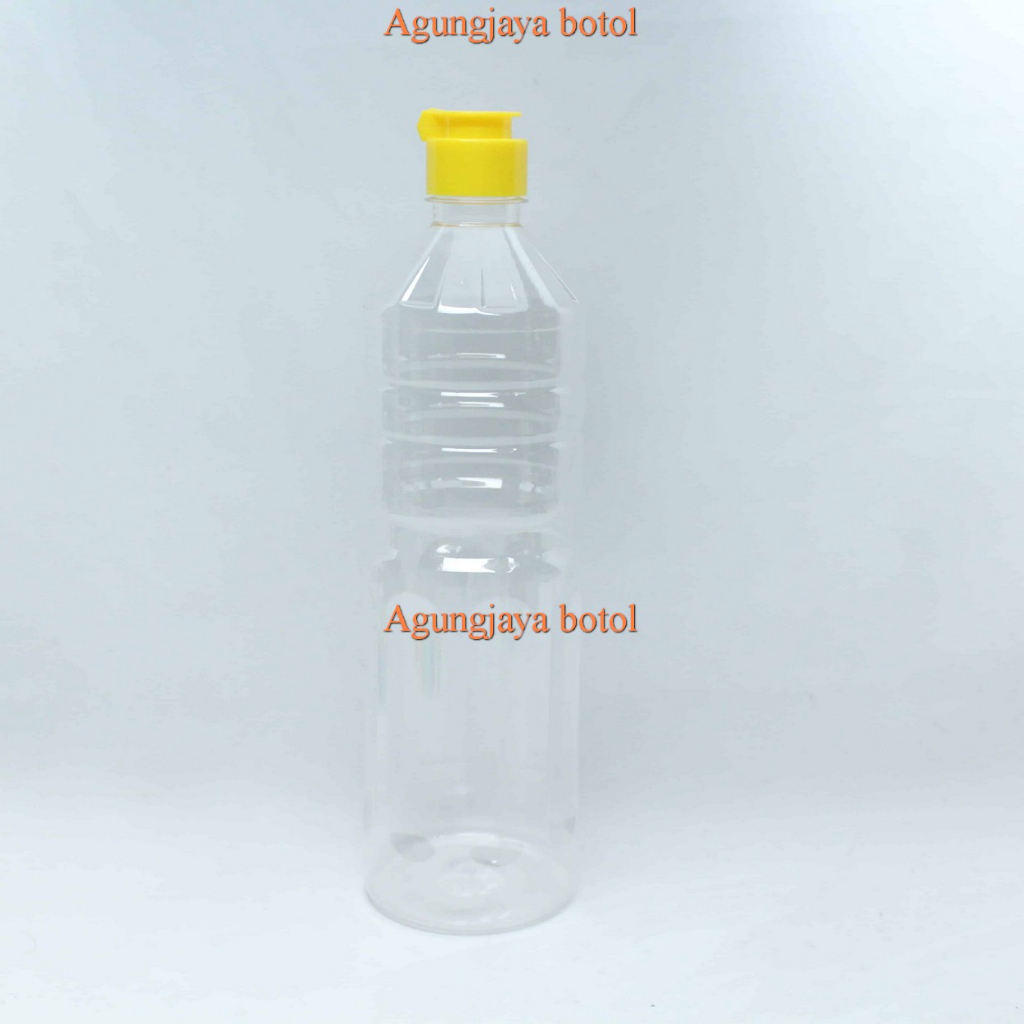 Botol Pet 1000 ml Minyak Goreng Natural Tutup Fliptop Jamur / Botol Plastik / Botol Pet Tutup Flipto