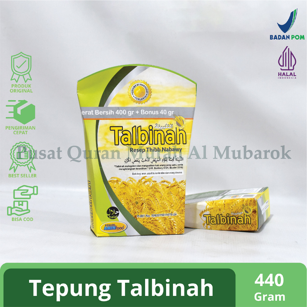 

Talbinah Tepung Gandum Kemasan Sedang 440 Gram Obat Maag Asam Lambung Talbinah Tepung Gandum Utuh Talbina Halus Original