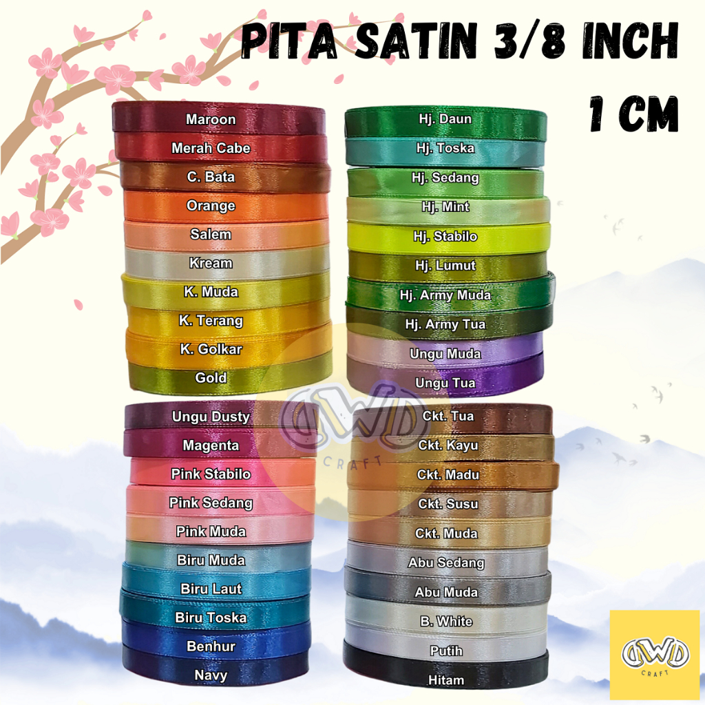 

Pita Satin 3/8 INCH / 1 CM