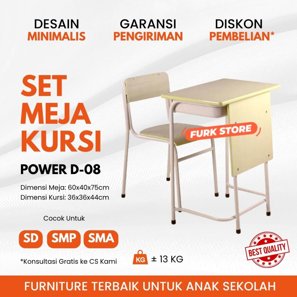 D08 Mebel Sekolah Rangka Besi, Furnitur Sekolah Mebelair Sekolah Meubelair Sekolah