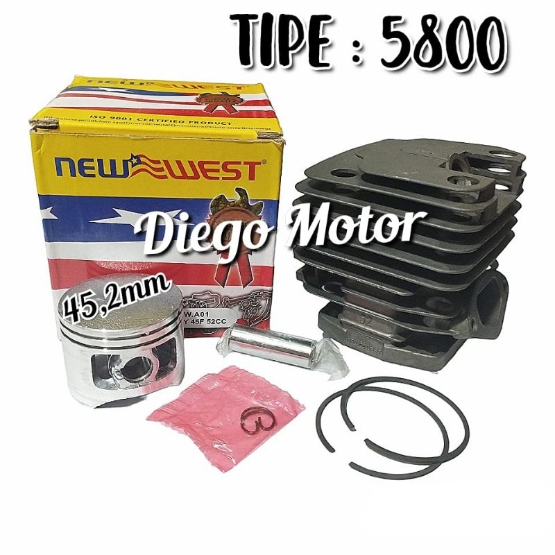 5800 Cylinder Blok Komplit Mesin Chainsaw Senso Kecil 58cc 45,2mm Newest