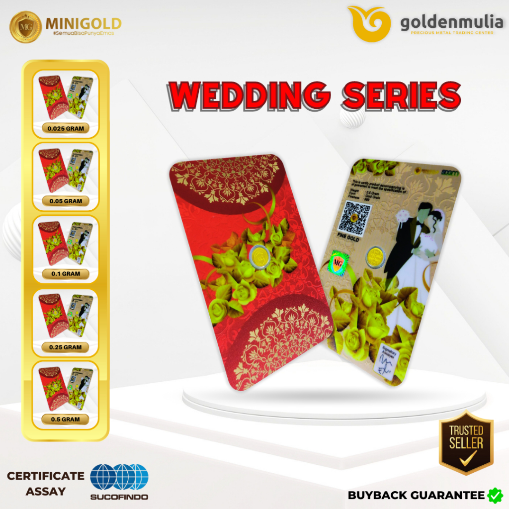 Golden Mulia Logam Mulia MINI GOLD Gift Series Wedding 0.25 gr 0.5 gr