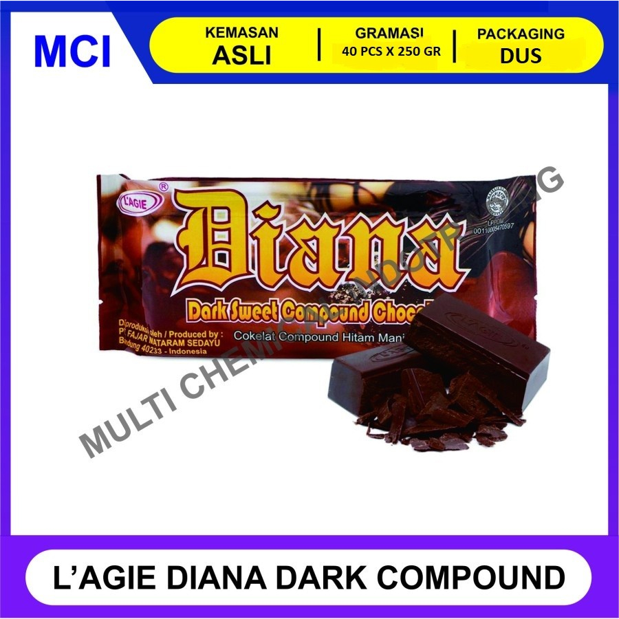 

L'AGIE DIANA DARK SWEET COMPOUND CHOCOLATE 250 GR - 1 DUS 40 PCS