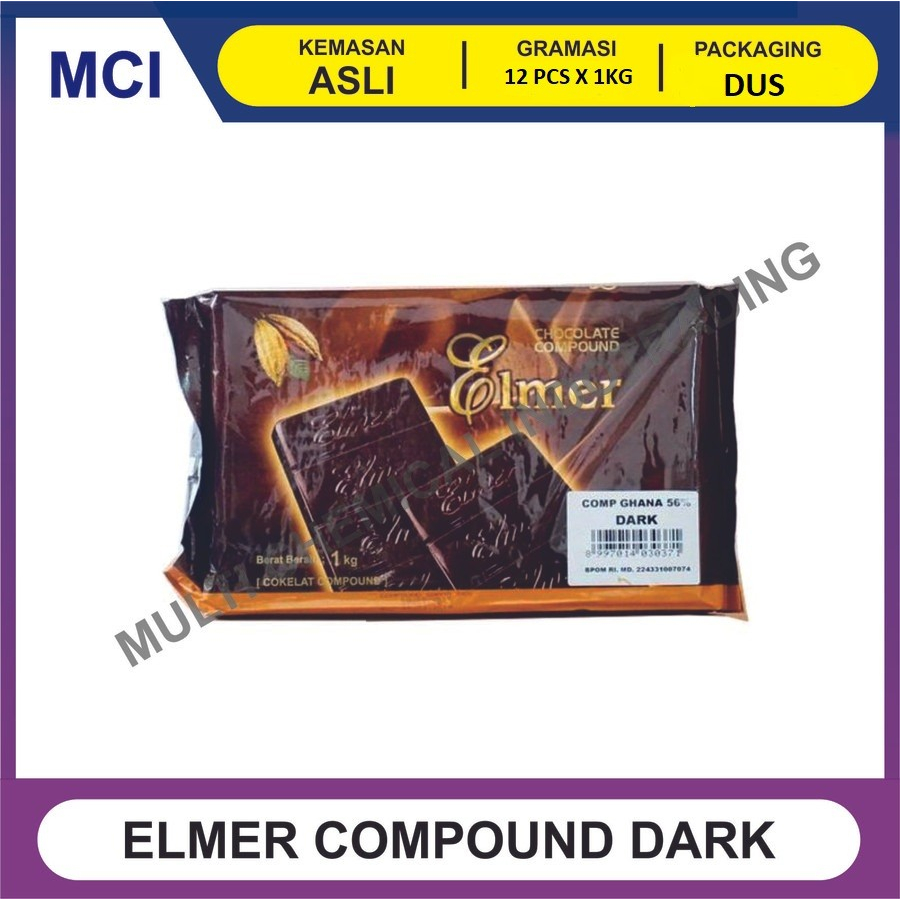 

ELMER COKLAT BATANG CHOCOLATE COMPOUND 1 KG CLASSIC DARK - 1 DUS 12 PCS