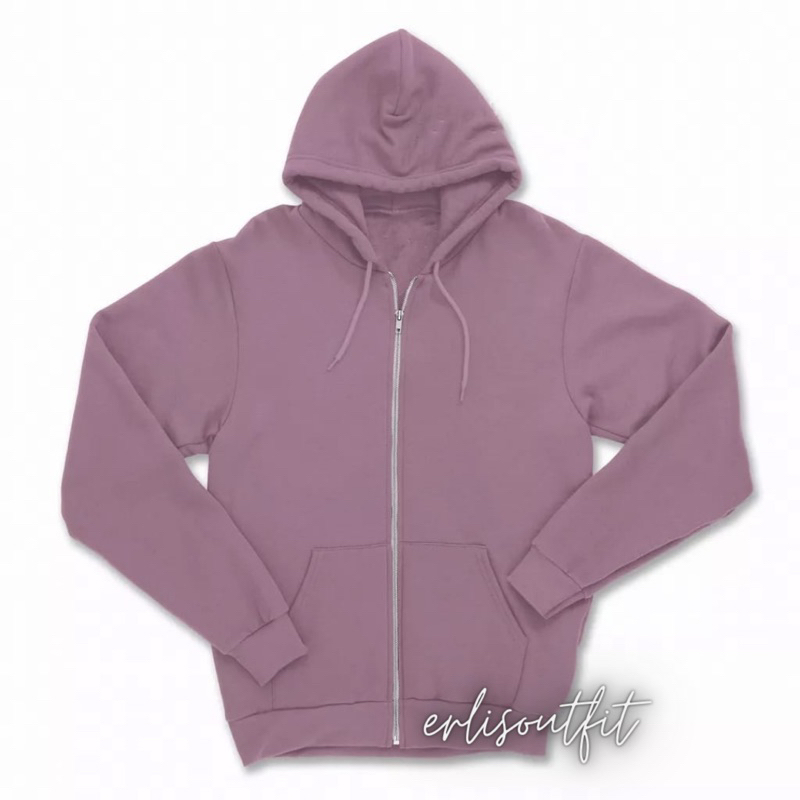 Jaket Hoodie Polos Resleting Taro Ungu Zipper Wanita & Pria Distro Oversize Carla