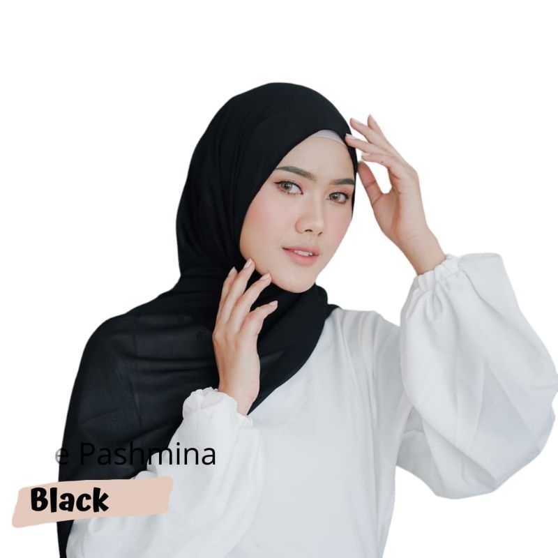 Jilbab Pashmina Ceruty Babydoll | Kerudung Pasmina polos Hitam