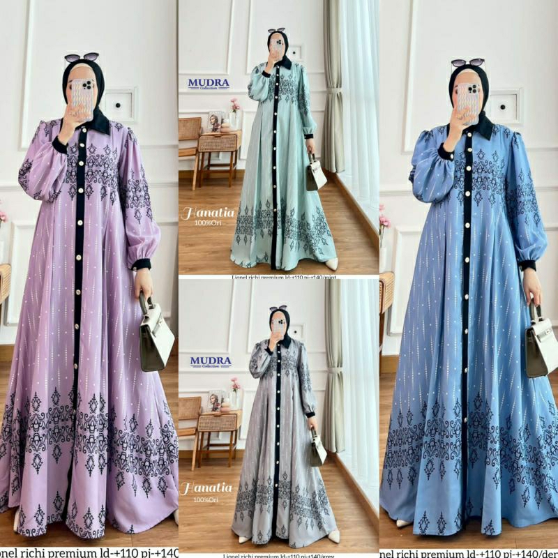 HANATIA gamis maxy premium dress**bahan lionel richie premium*by Mudra collection
