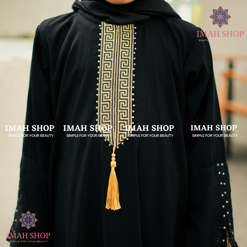 Abaya Gamis Anak Perempuan Maxi Dress Arab Saudi Bordir Zephy Turki Umroh Dubai Turkey India Wanita Hitamjo Haidy Kids By Imah Shop