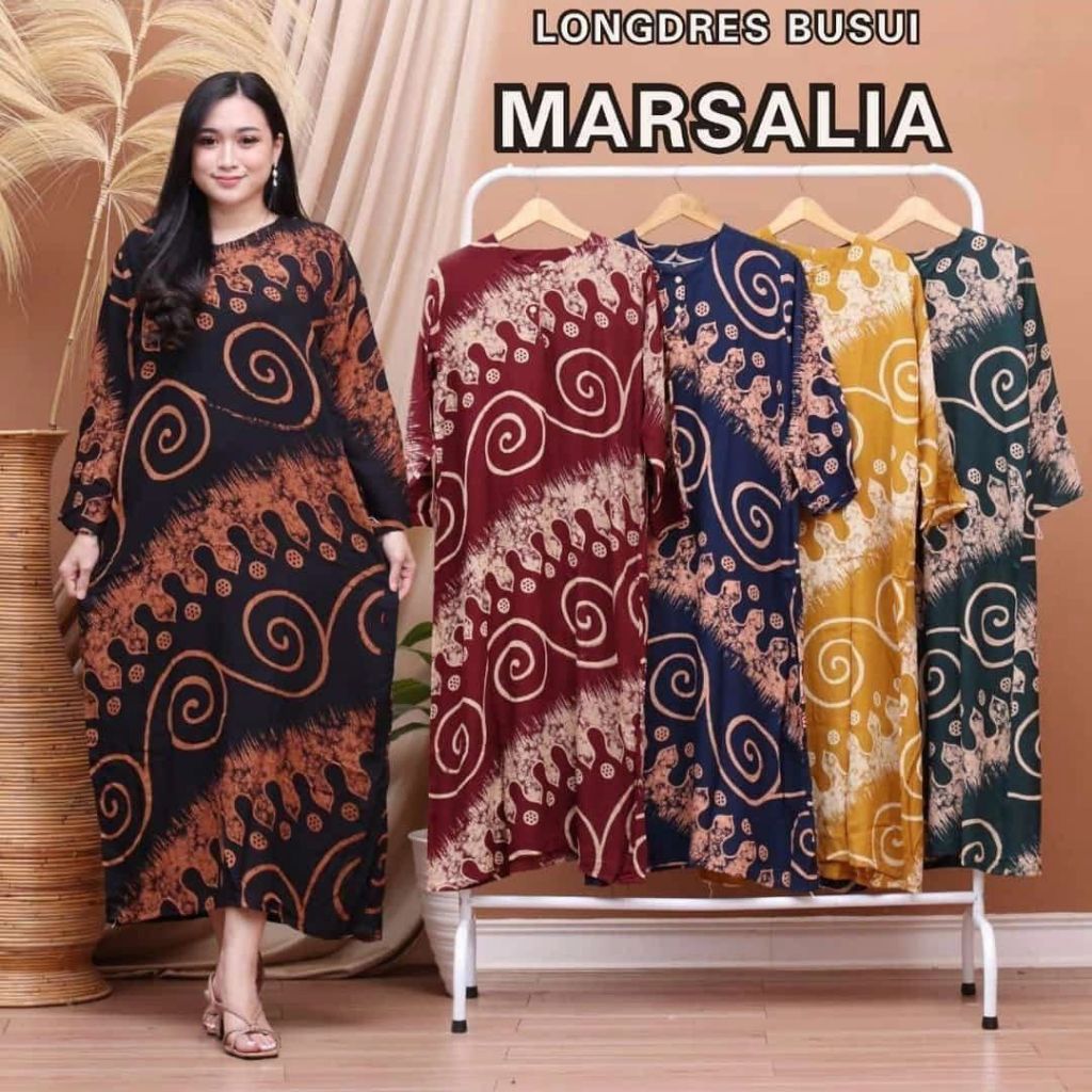 Daster Panjang Batik Longdress Lengan Panjang Daster Busui Baju Hamil Daster Kekinian Baju Tidur Wan