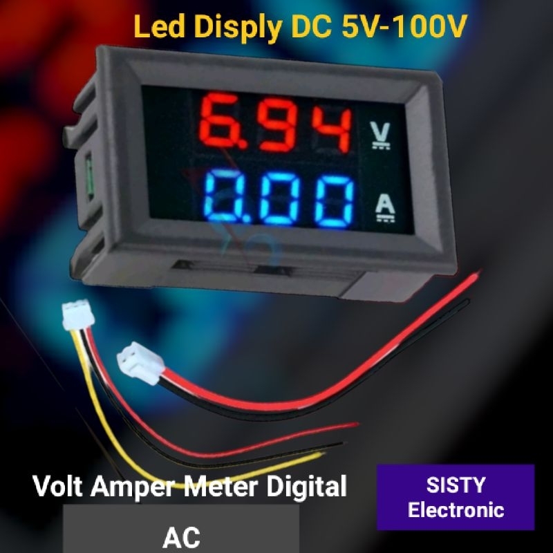 Vu Digital Volt Meter Ampere Meter Dc 0-100V 10A Alat Ukur tegangan Arus DC 0-100V