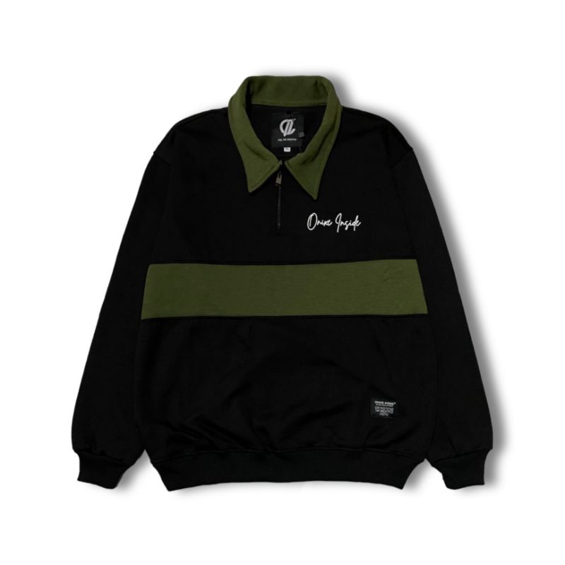 Onixe Inside Jaket Rugby Pria & Wanita (UNISEX) Kombinasi  Original High Quality Distro(Bisa COD)-RUGBY|HITAM-ARMI