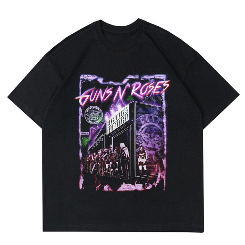 KAOS BAND GUNS N’ ROSES - GUNS LIVE TONIGHT 1985 | T-SHIRT BAND GUNS N’ ROSES VINTAGE | BAJU BAND PR