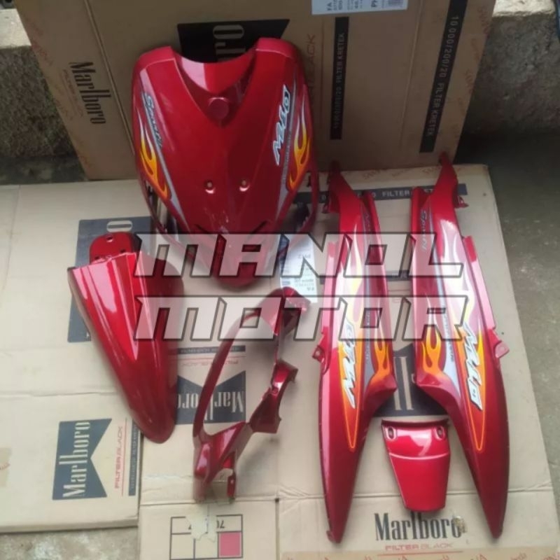 Fullset Body Mio sporty tahun2003 merah maron dek body halus Mio sporty Mio lama