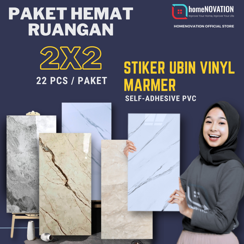 Wallpaper dinding Vinyl Marble 30 x 60 cm | Paket Murah Ruangan 2x2 | Stiker Lantai Kamar Mandi |