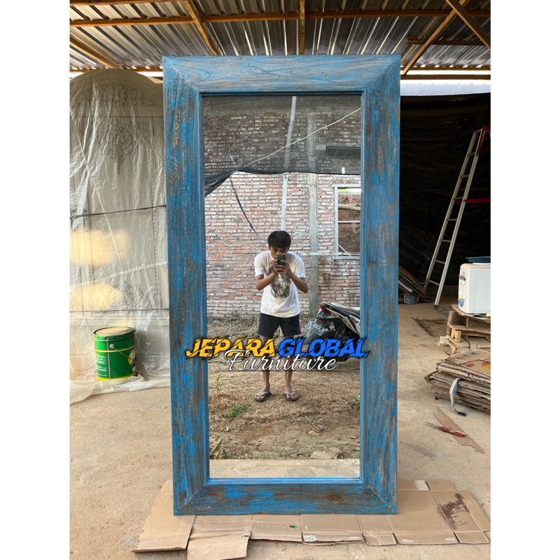 Figura cermin Antik Jati kayu lama REAL PICT (mirror frame, figura cermin, figura jati )