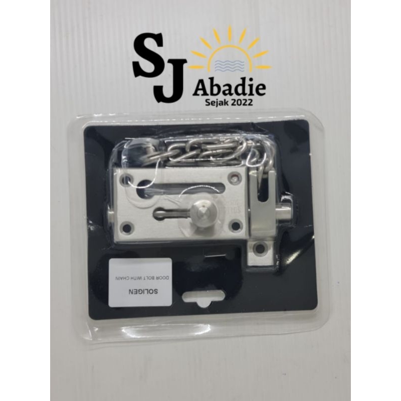 (1 PC) Grendel Rantai Pintu Pengaman SOLIGEN Door Bolt With Chain Stainless Steel SUS 304 - Alat Pengaman | SJ ABADIE |