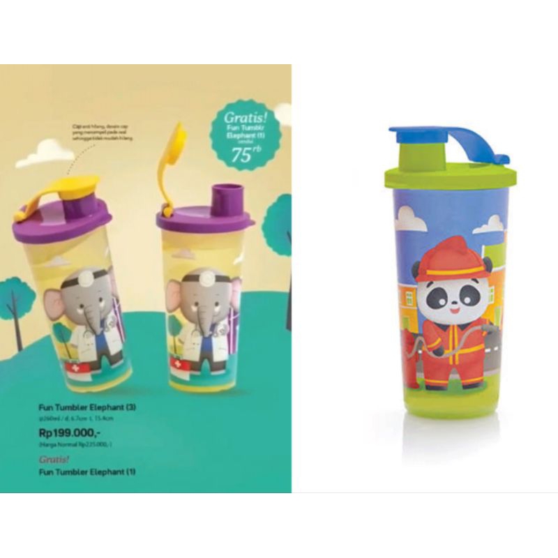 [Botol Minum] Fun Tumbler Elephant - Panda 260ml (1)