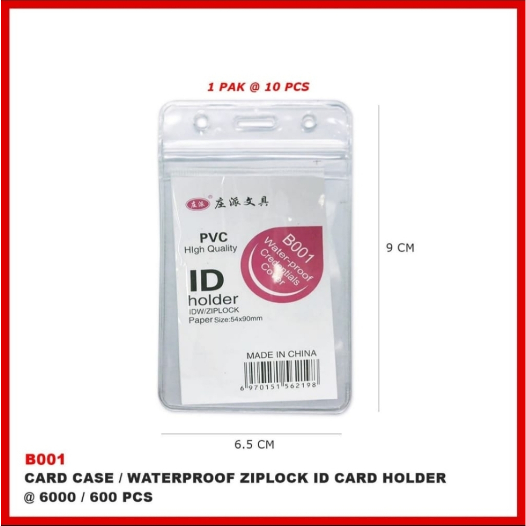 card case b 001 obat 6.5 xm x 9 cm water proff satuan