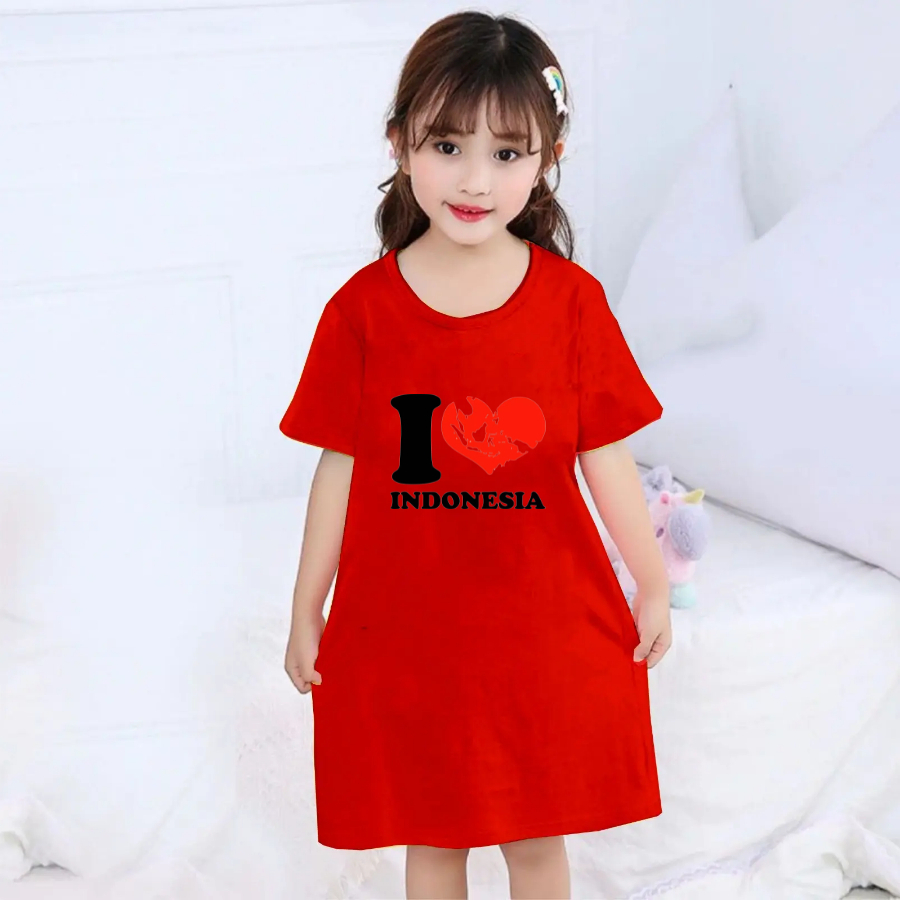 GG Dress Anak I Love Indonesia Spesial Kemerdekaan