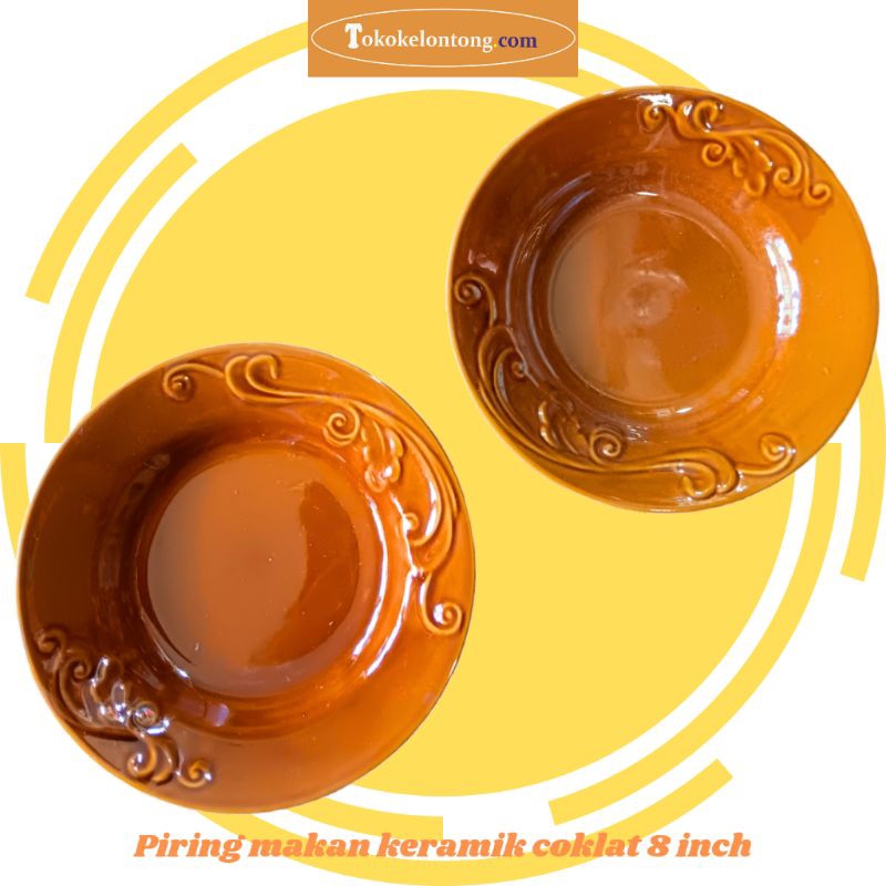 Piring keramik coklat (harga 1 lusin dan 1/2 lusin bisa pilih divariasi)