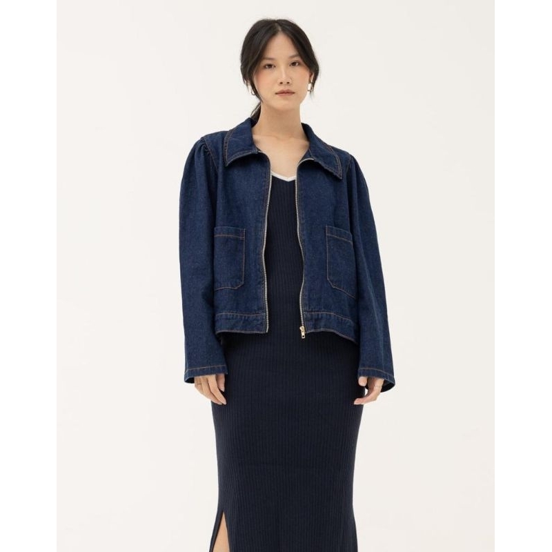 Claryn The Label - Leticia Denim Jacket Navy Blue