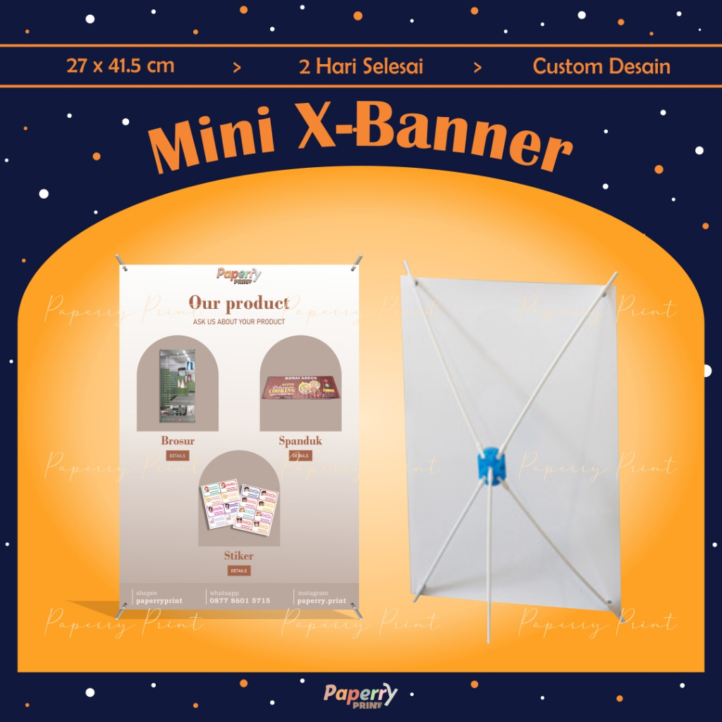Mini XBanner / XBanner Mini / Stand Banner Mini / Stand Banner Meja / Banner Mini / Mini XBanner A3 