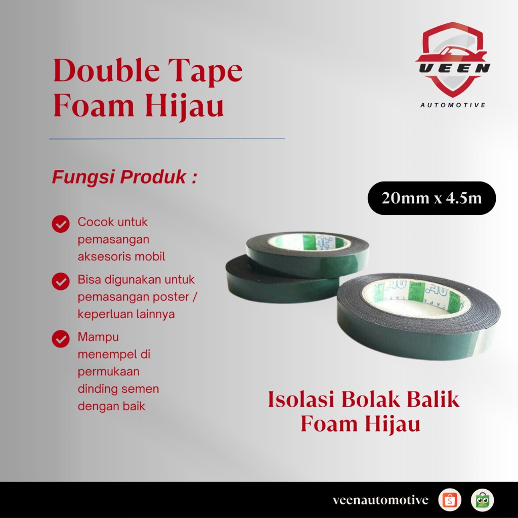 

Double Tape NT Foam Hijau / Isolasi Bolak Balik Hijau