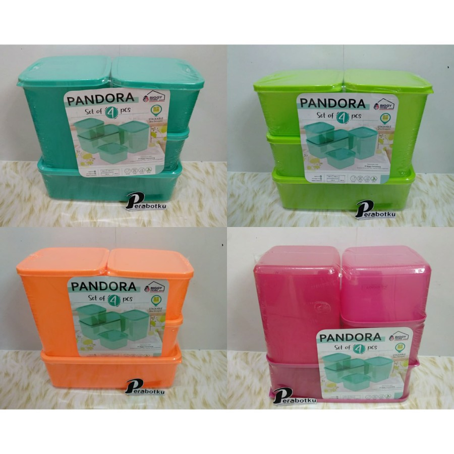 Sealware Set Isi 4 PANDORA BIGGY HOME/ Kotak Tempat Wadah Penyimpanan Isi 4