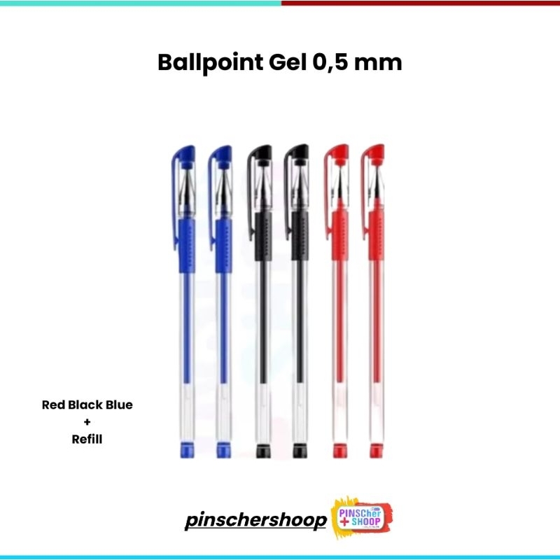 

Pulpen Gel Balpoint Gel Bolpen 0,5 mm Red/ Black/ Blue/ Refill