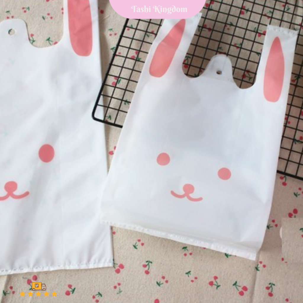 Kantong Plastik belanja motif rabbit plastik kresek putih lucu plastik snack