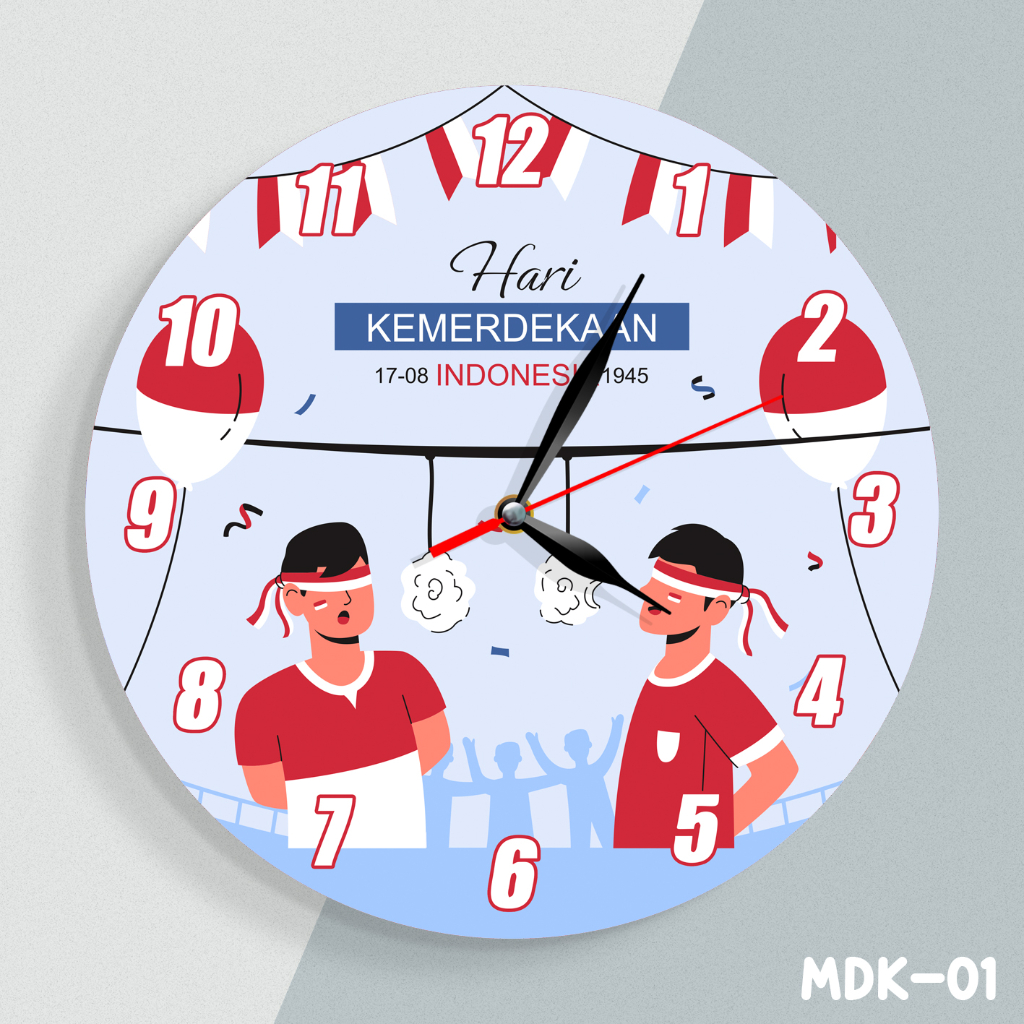 Jam Karakter Bandung - Jam Dinding Hari Kemerdekaan Indonesia HUT RI - MDK-01