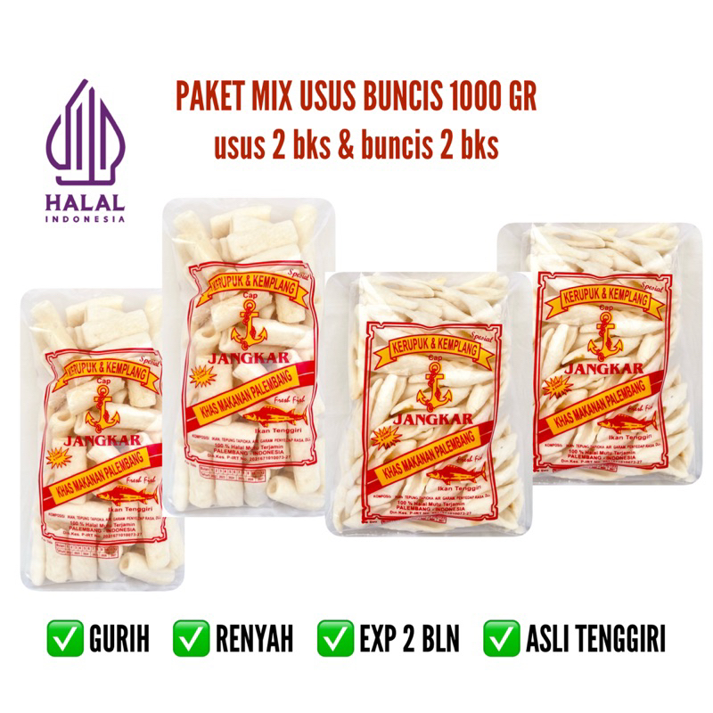 

Paket Usus 2 Bks & Buncis 2 Bks 1000Gr | Kerupuk Kemplang | Asli Tenggiri