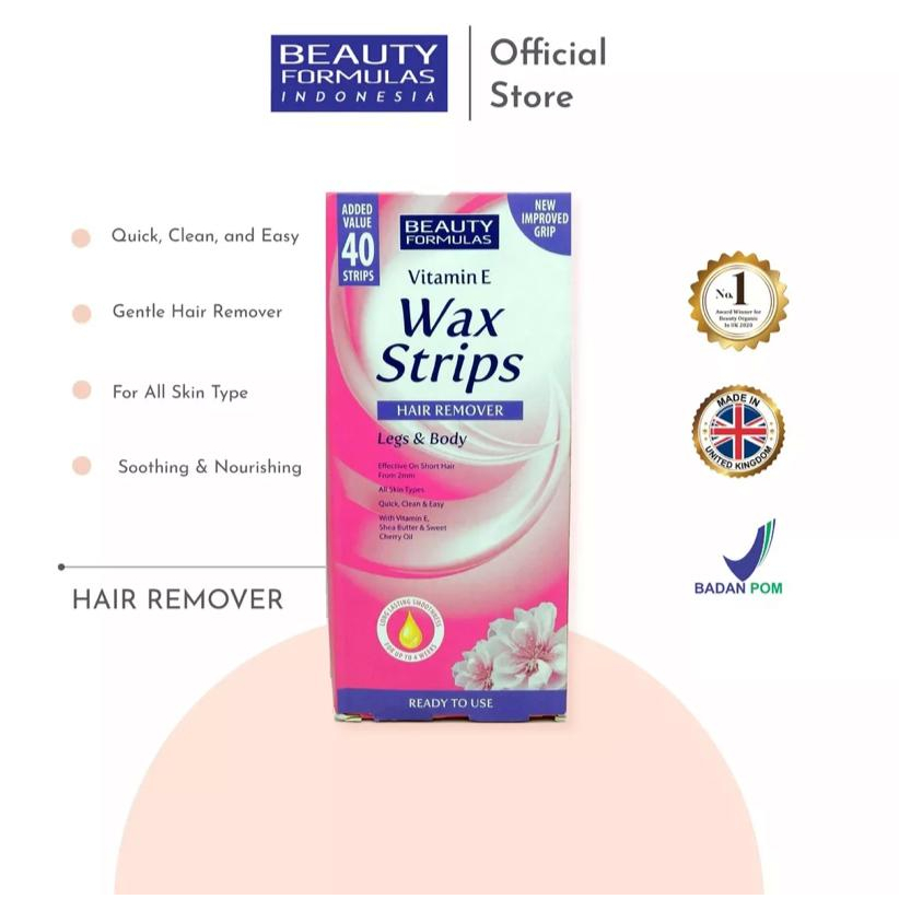 Beauty Formulas Vitamin E Wax Strips 40 strips - hair removal perontok pencabut bulu ketiak dan kaki