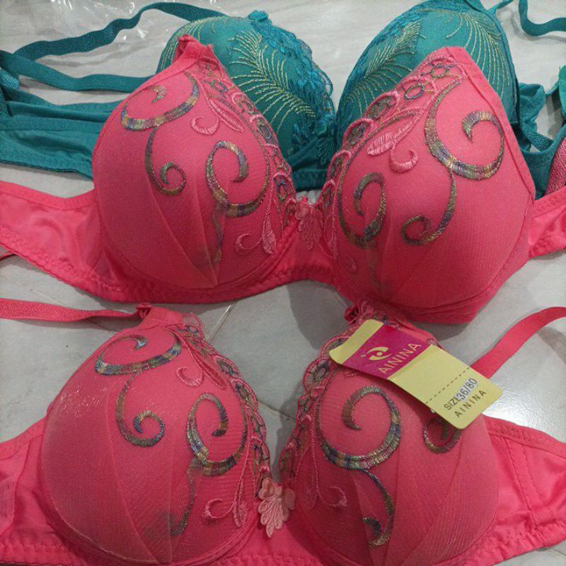 bra/bh ainina,bh bordir non kawat, BH busa tanpa kawat size 34-36