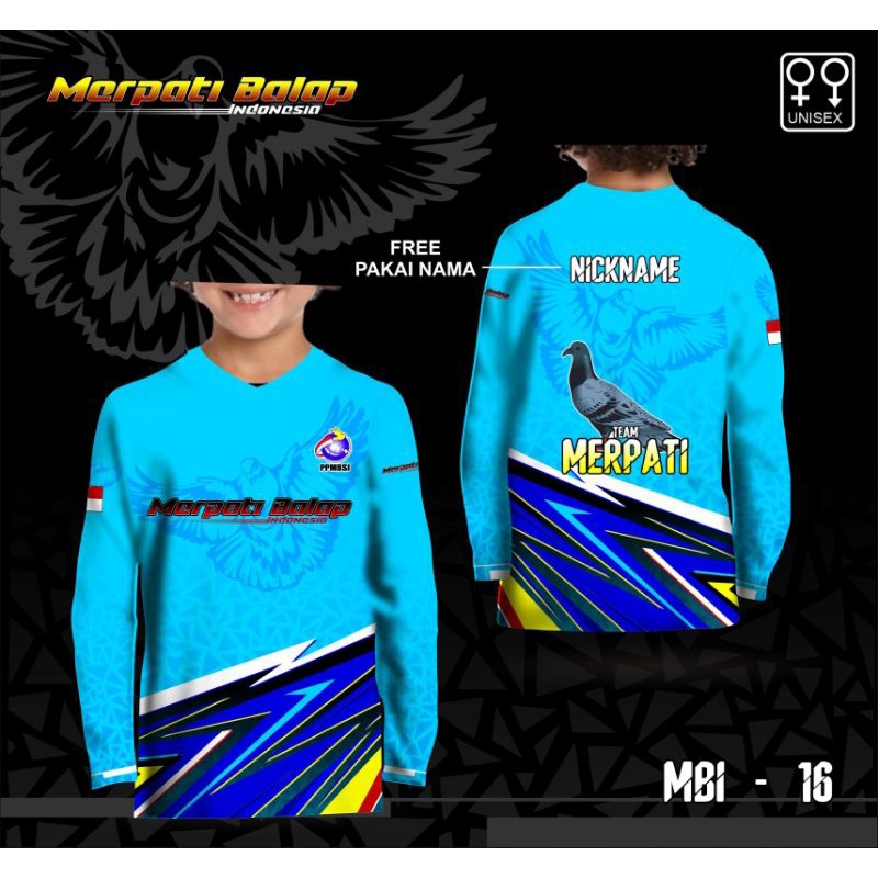 Jersey merpati baju kaos merpati balap Indonesia anak lengan panjang