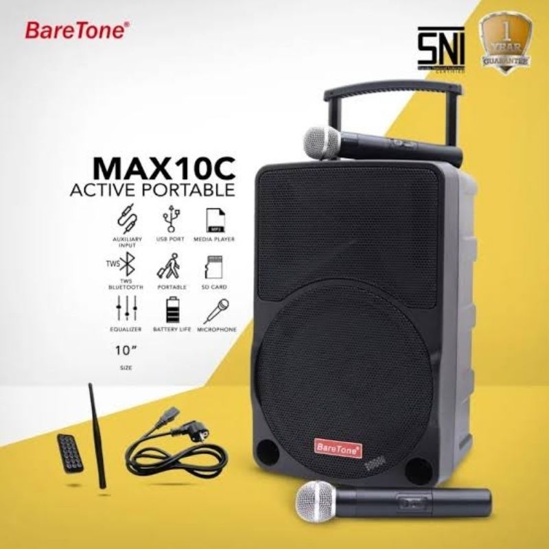 BareTone Speaker Portable MAX10C Speaker Bluetooth 10 inch Mini Portable