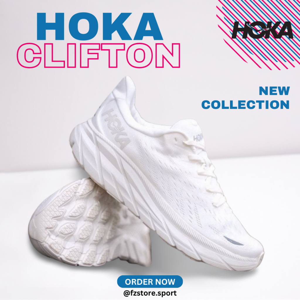 HOKA CLIFTON 8 FULL WHITE ORIGINAL 100%