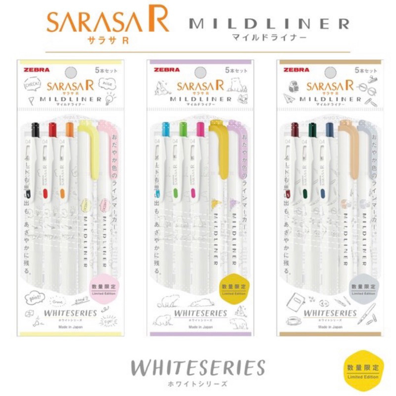 

Zebra Sarasa R + Mildliner White Series 0.4mm Gel Ink Pen Double Sided Highlighter Pulpen Gel Penanda Halaman Limited Edition