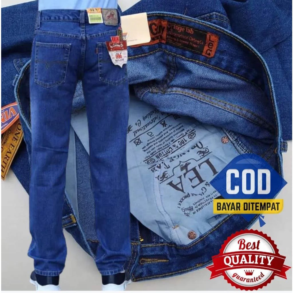 CELANA JEANS PRIA LEA STANDAR REGULER PREMIUM 28 sampai 38 bisa COD Celana Jeans Pria Standar Lea 60