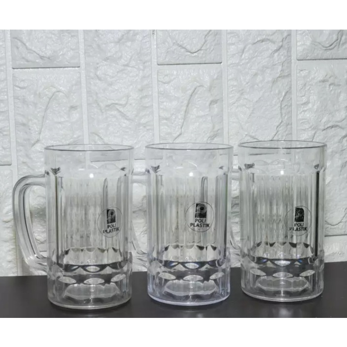 BM - (6 pcs) Gelas Cangkir Polin Plastik Bening 400 ml (GL-99), Gelas Kristal Bening, Cangkir Plasti