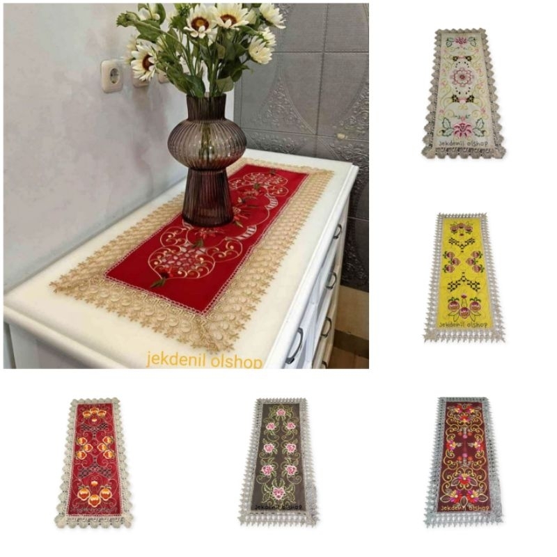 Taplak meja tamu renda bordir premium