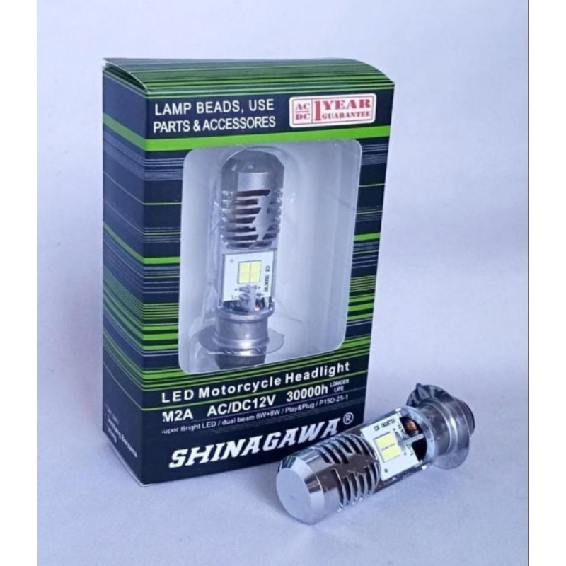 Lampu depan LED AC DC plus lensa biru motor bebek dan matic / Lampu depan LED Shinagawa