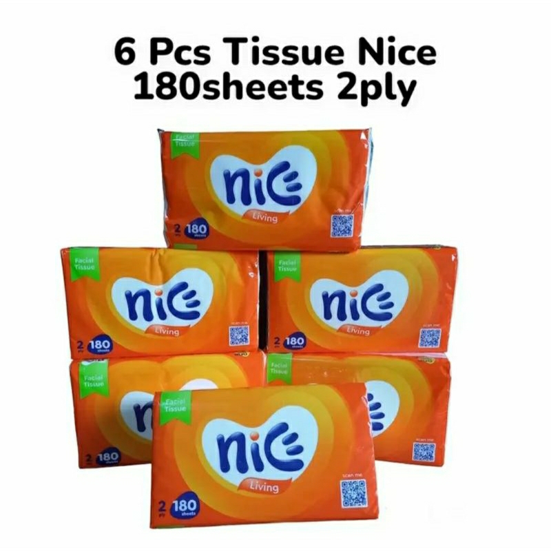 	 Nice Facial Tissue Tisue Tisu Wajah Muka Paket isi 6 x 180 sheets	