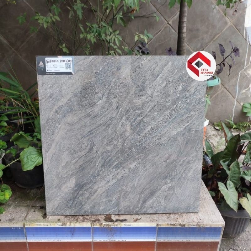 Granit Lantai 60x60 Kw Lokal Arna Omkara Dark Grey Glossy